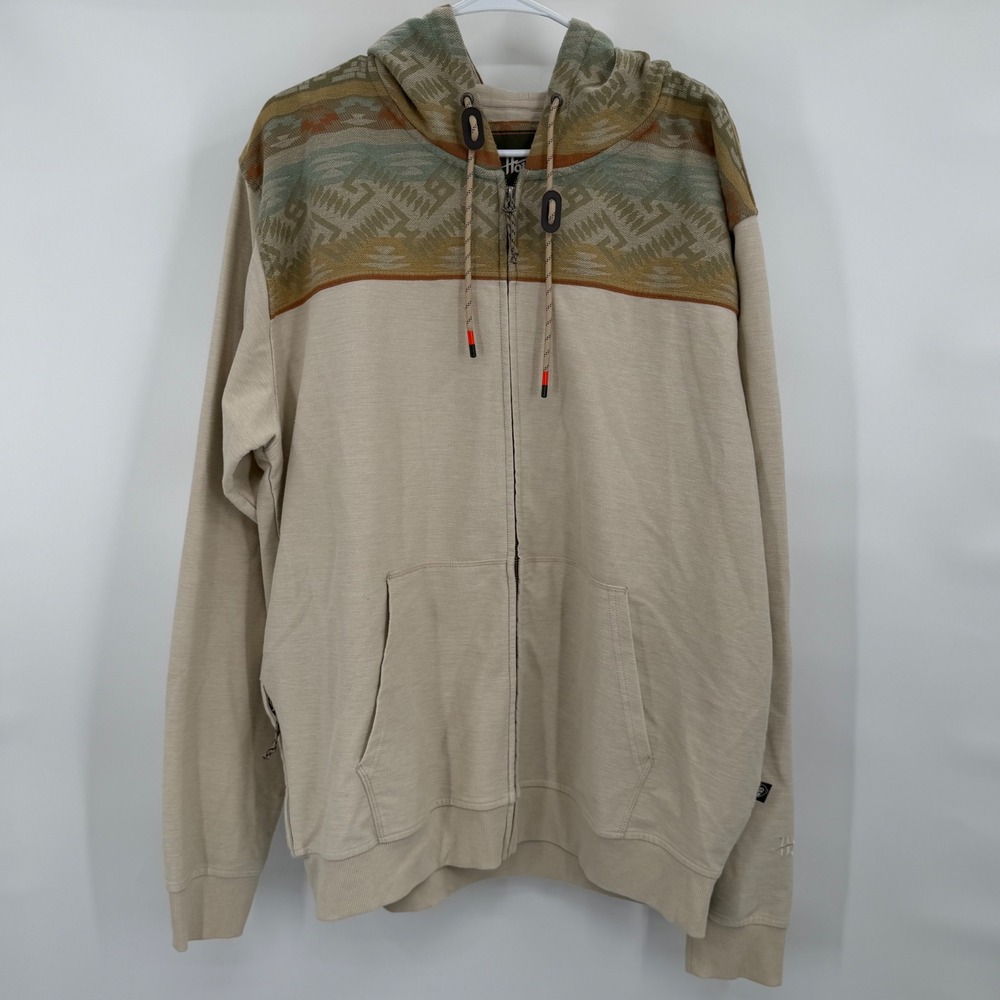 Howler Bros Shaman Hoodie Mens XXL Cream Southwestern Jacquard Full Zip Jacket - Picture 2 of 6